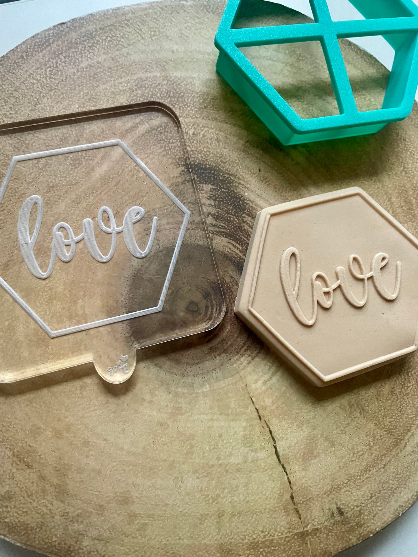 Love In A Hexagon / Embosser / Debosser And Cutter set. Acrylic.
