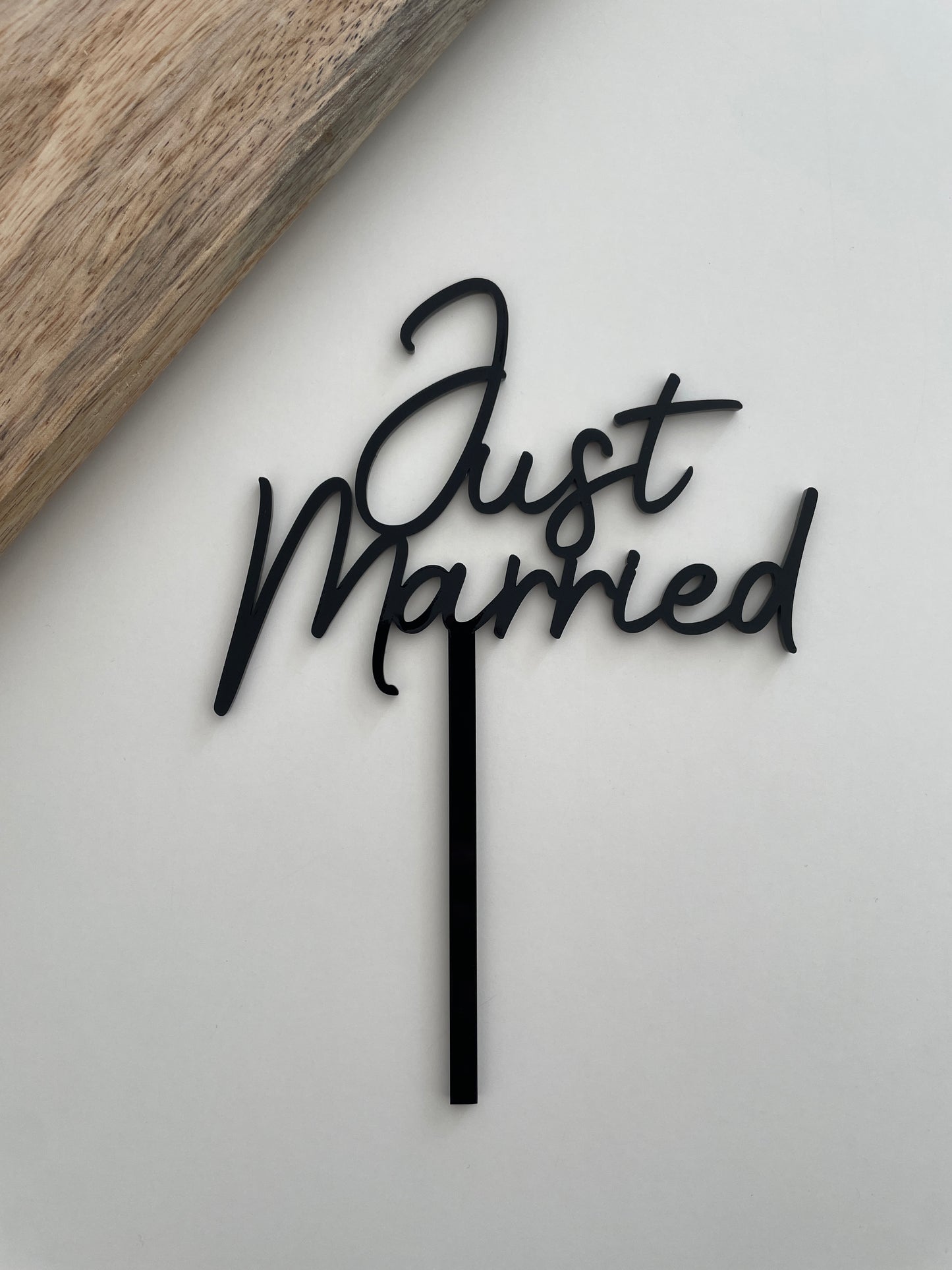 Just Married Cake Topper | Black Acrylic