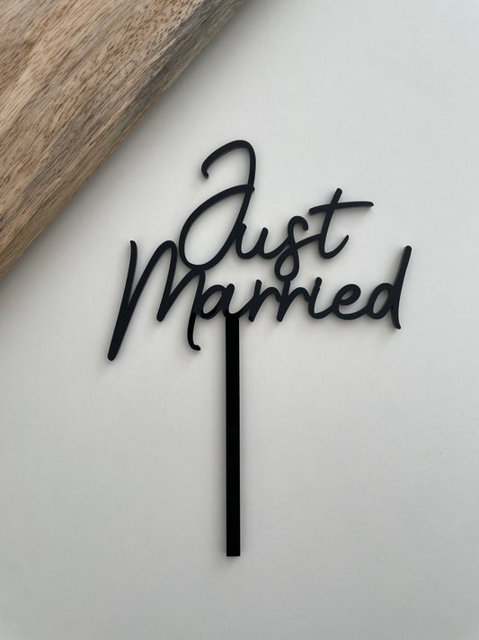 Just Married Cake Topper | Black Acrylic