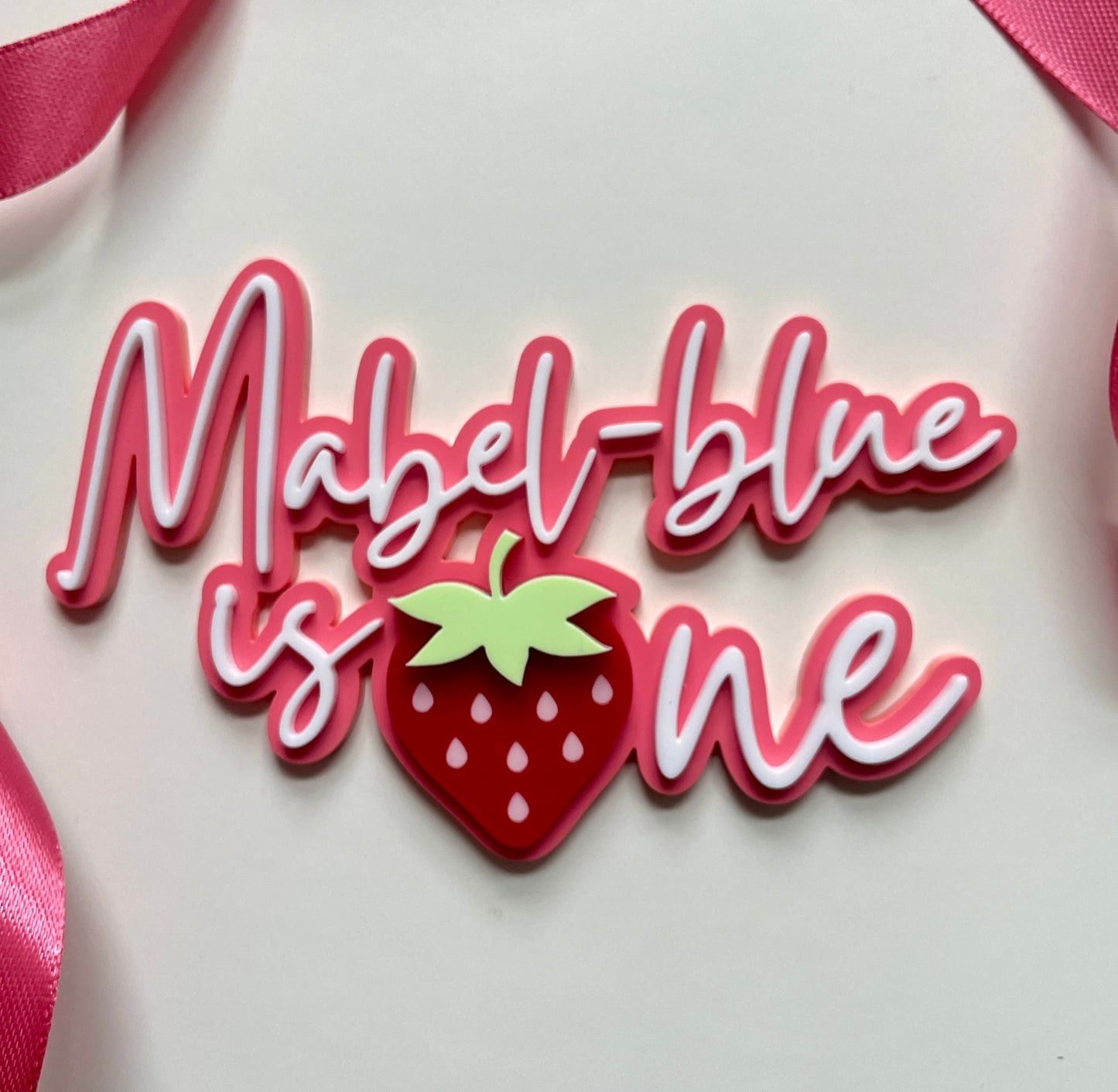 Strawberry First Birthday | Acrylic Cake Charm / Topper