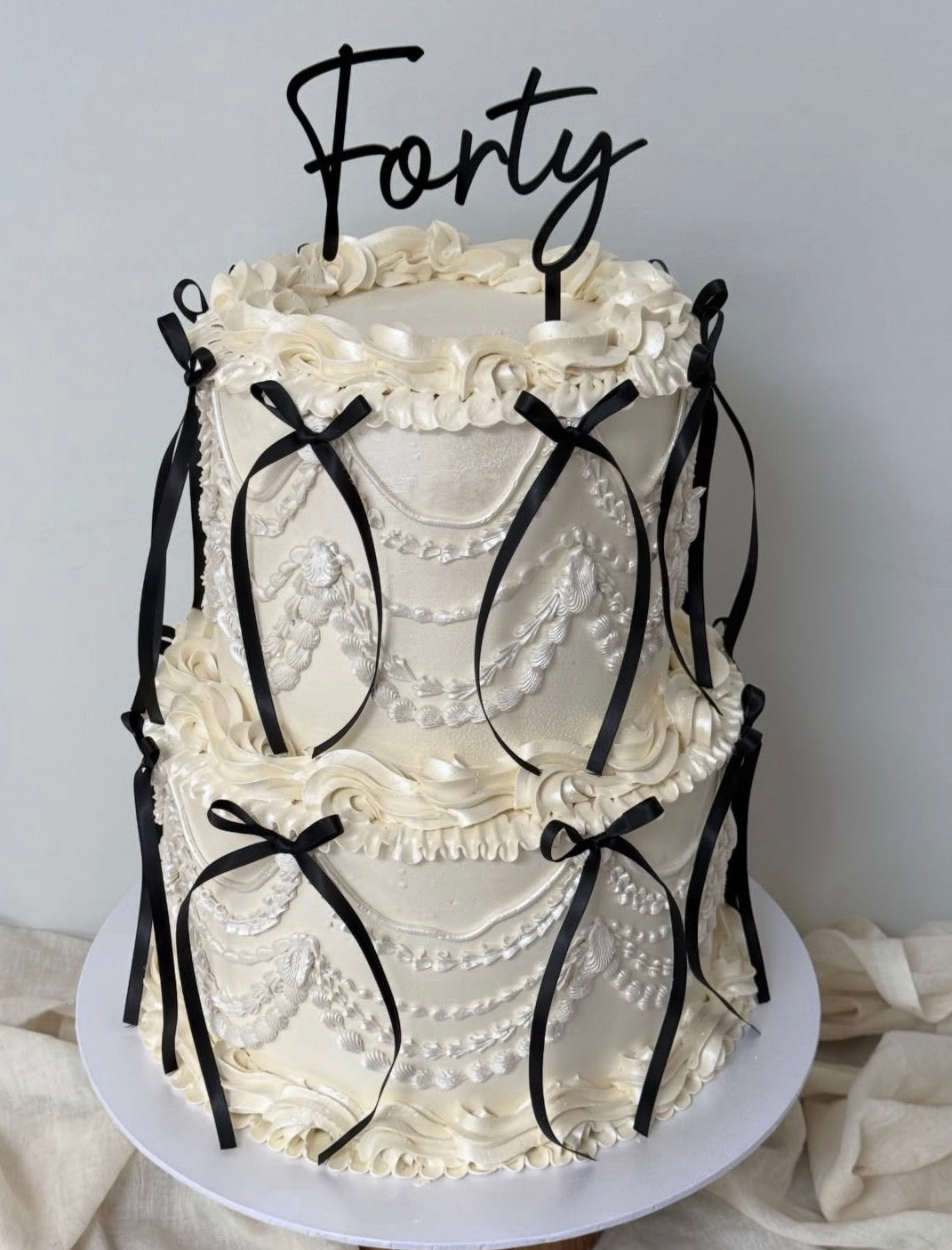 Forty Cake Topper. Black Acrylic