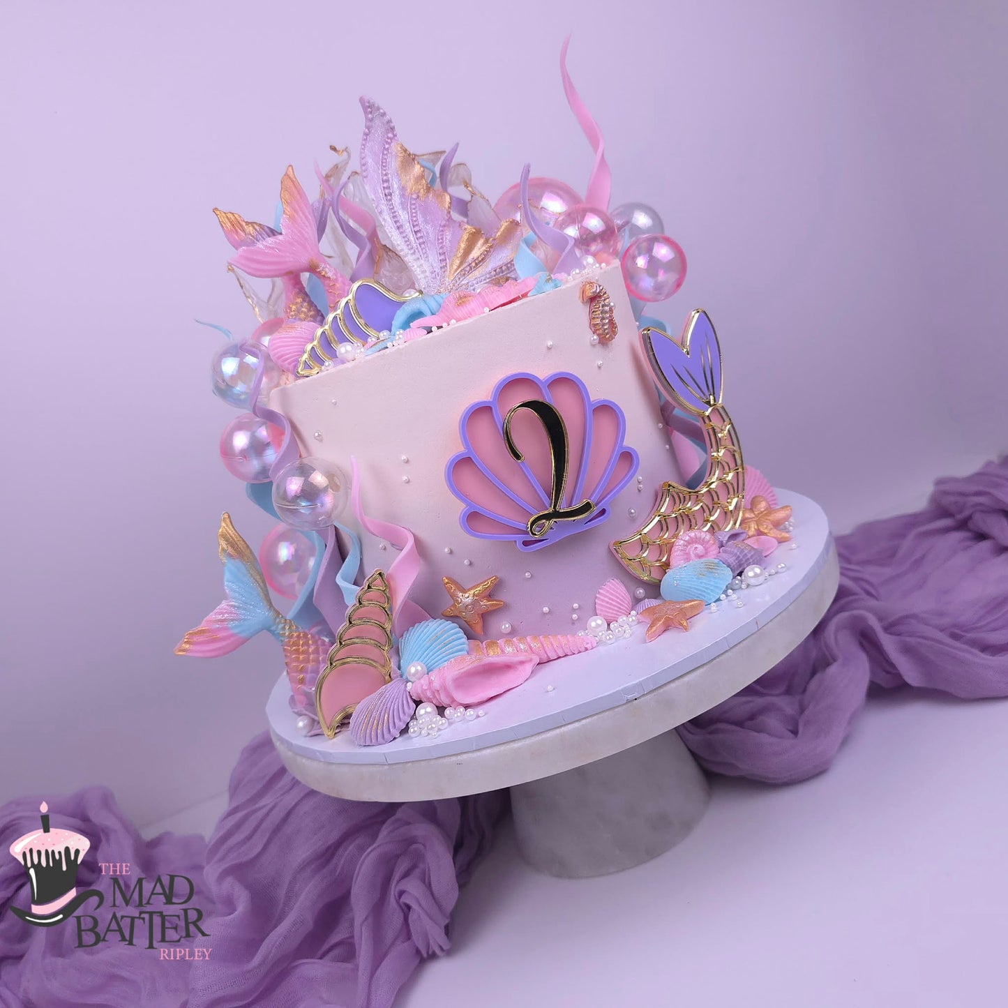 Mermaid Cake Topper Set | Pastel And Gold Acrylic Name And Age Charms