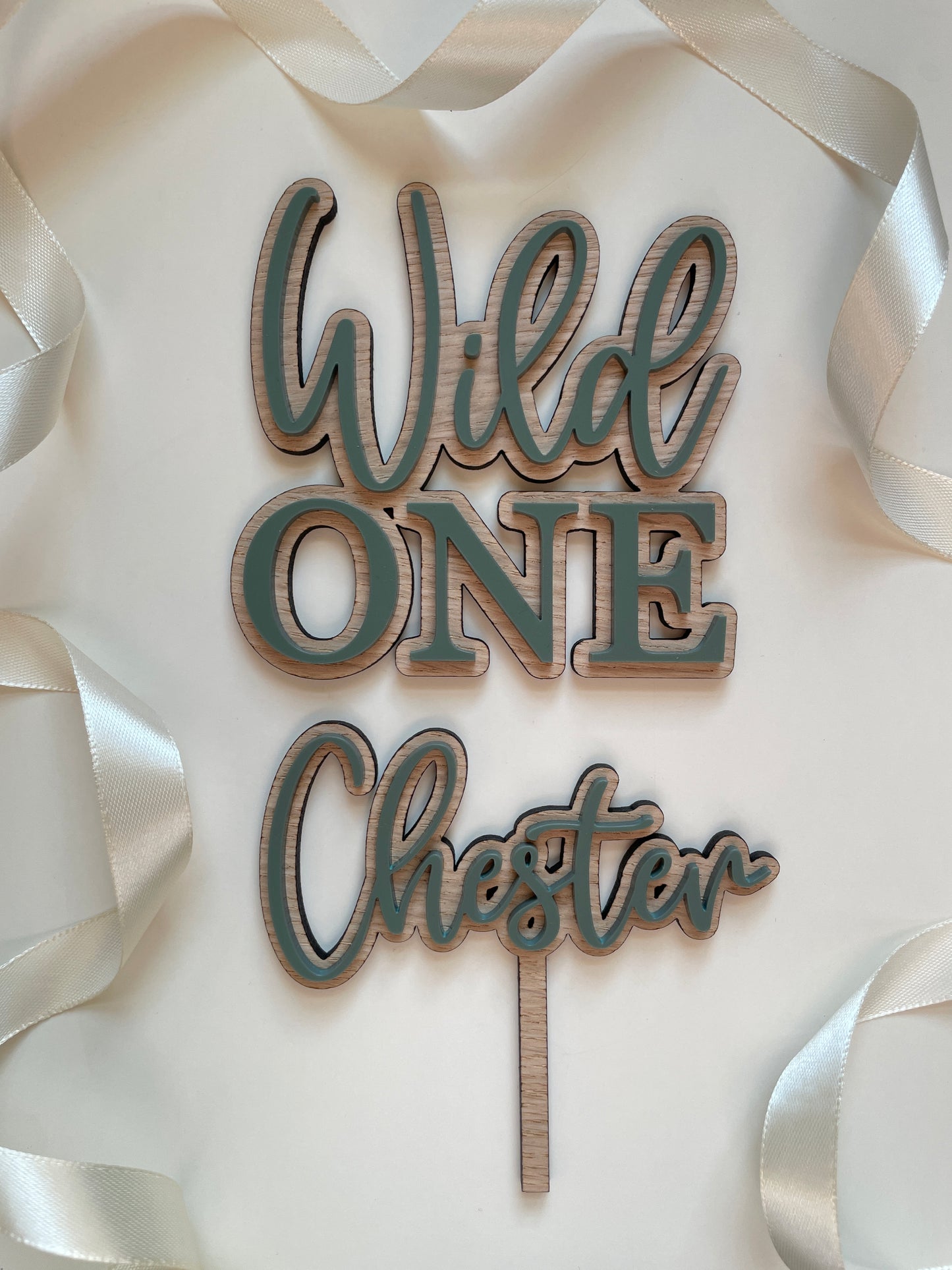 Wild One Cake Charm | Name Topper  | Wood And Acrylic