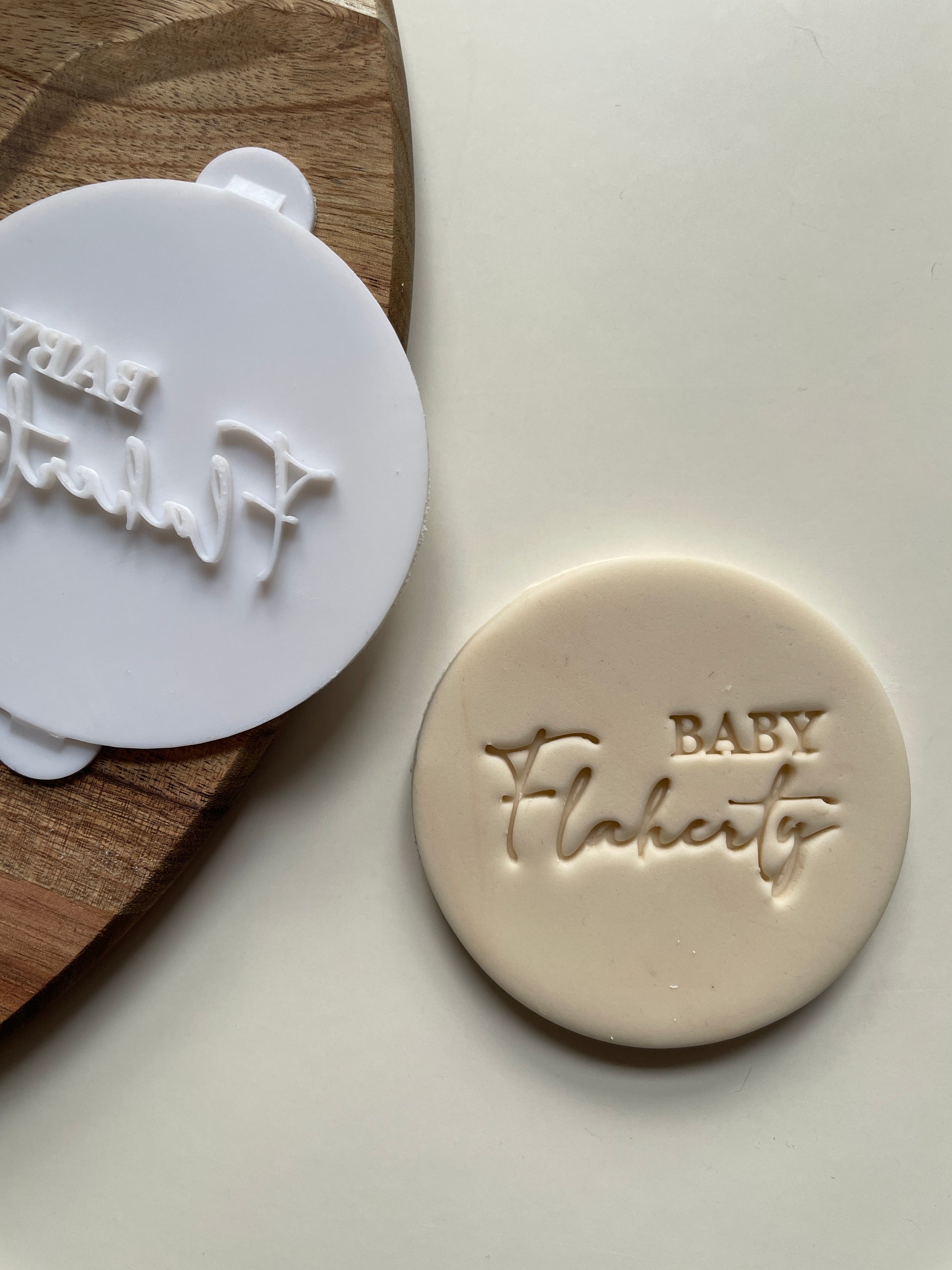 Personalised baby name stamp for fondant toppers 