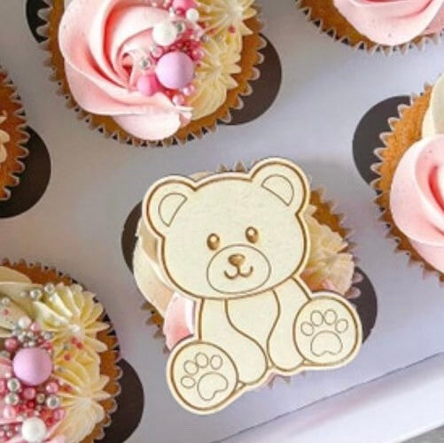 Cute Wooden Bear Cupcake Topper