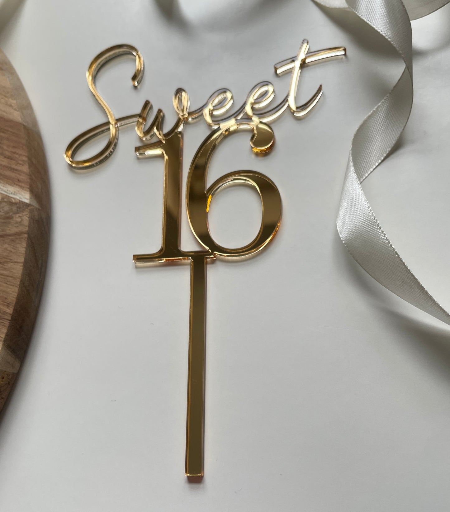 Sweet 16 Acrylic Cake Topper. Name Charm Topper Set