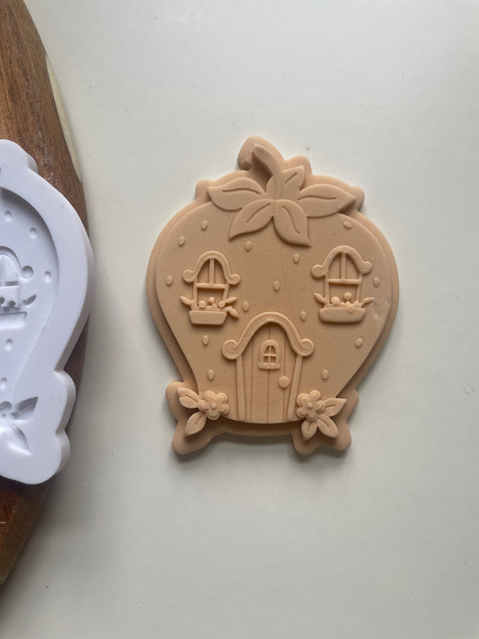 Strawberry house fondant debosser stamp Embosser 