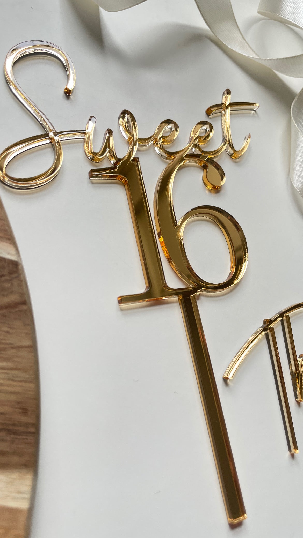 Sweet 16 Acrylic Cake Topper. Name Charm Topper Set