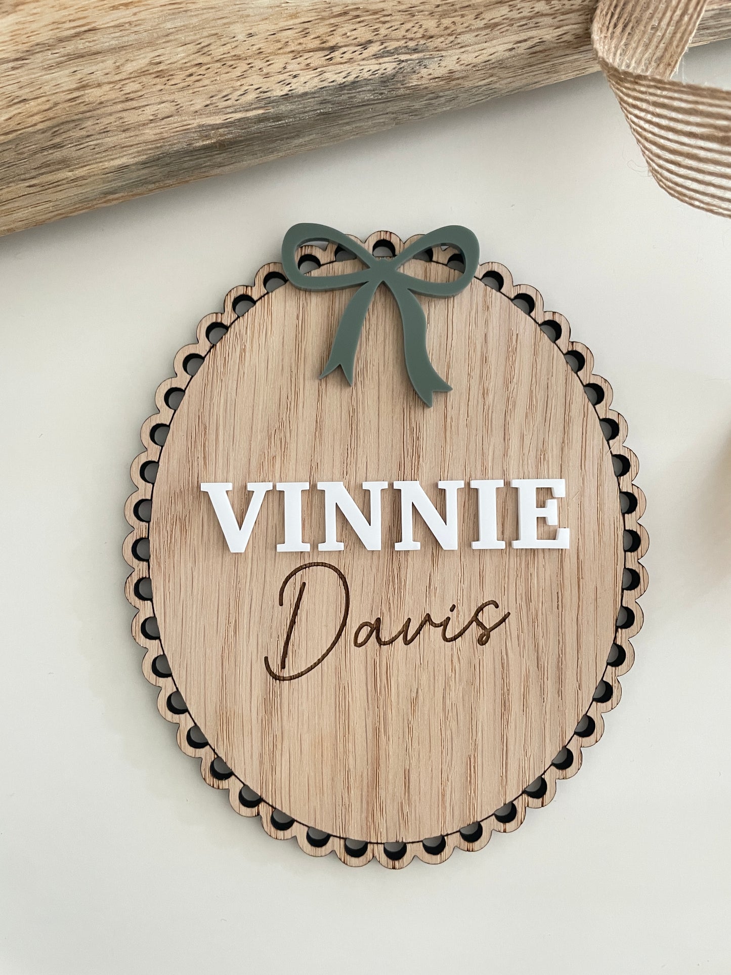 Baby Name Reveal Sign | Personalised Wood And Acrylic Photo Prop