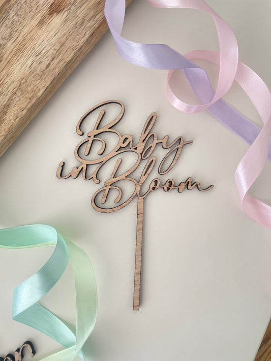 Baby In Bloom | Wood Cake Topper / Charm