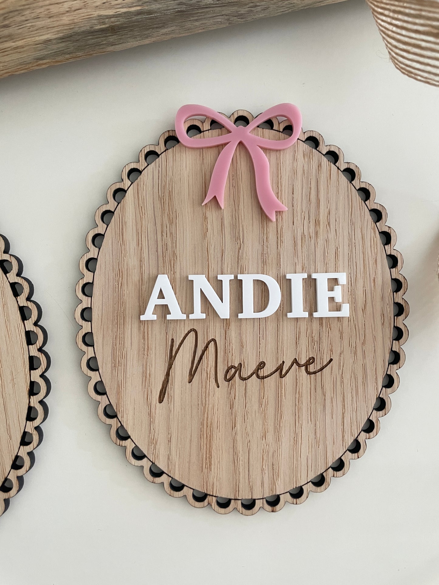 Baby Name Reveal Sign | Personalised Wood And Acrylic Photo Prop
