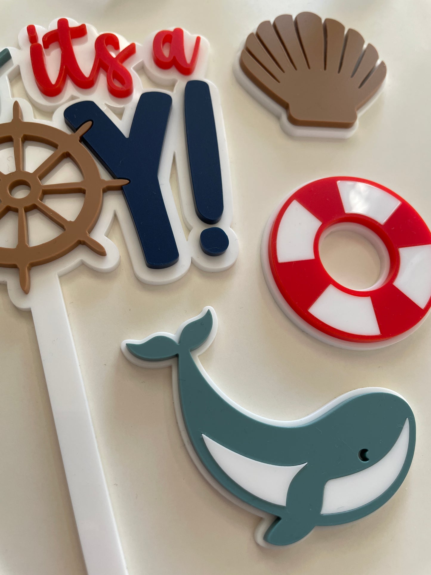 Ahoy It’s A Boy | Acrylic Cake Topper Set. Baby Shower.