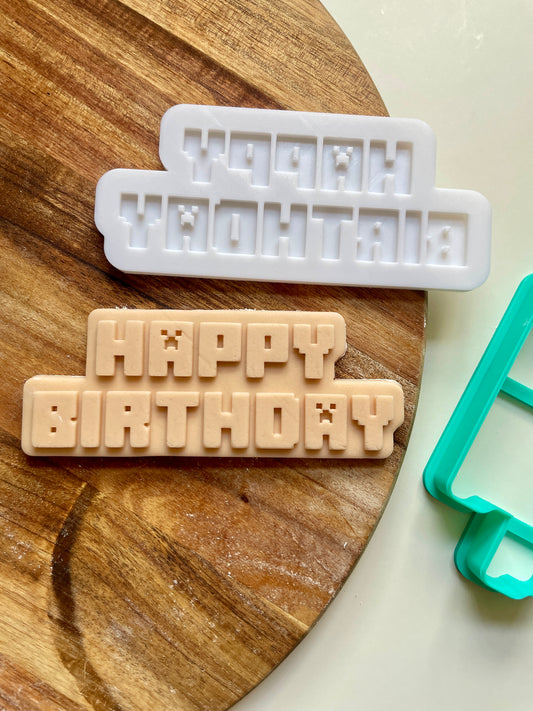 Happy Birthday Mine Craft | Embosser / Debosser And Cutter Set