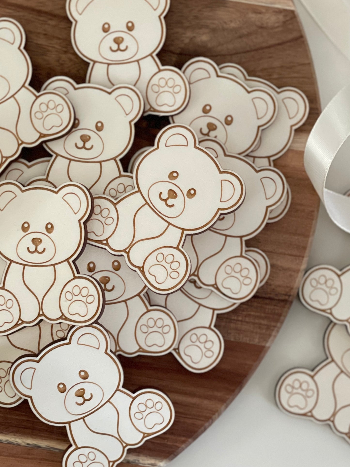 Cute Wooden Bear Cupcake Topper