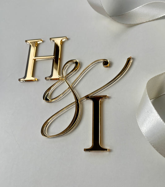 Wedding Initial cake charm. Acrylic charm.