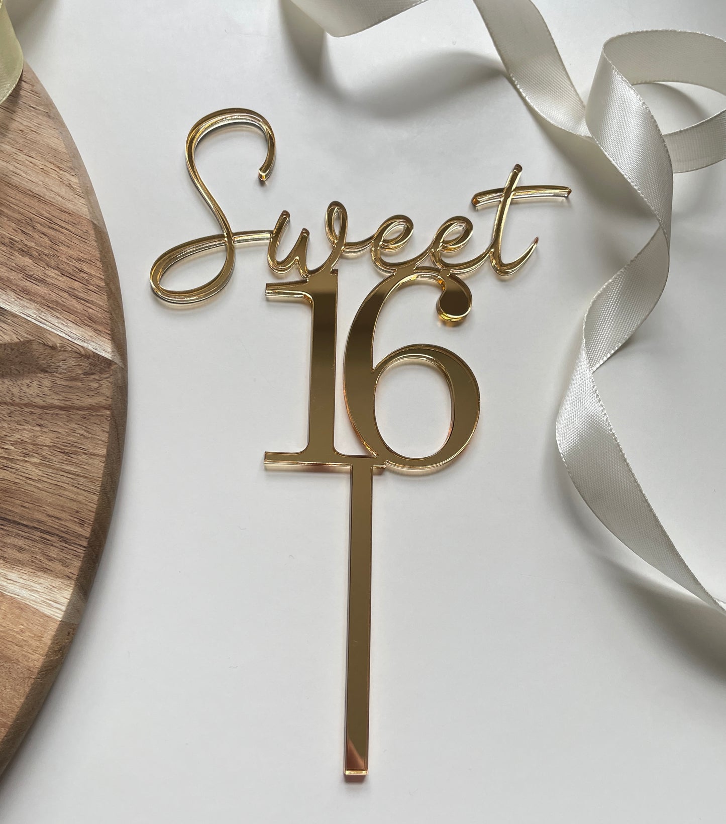 Sweet 16 Acrylic Cake Topper. Name Charm Topper Set