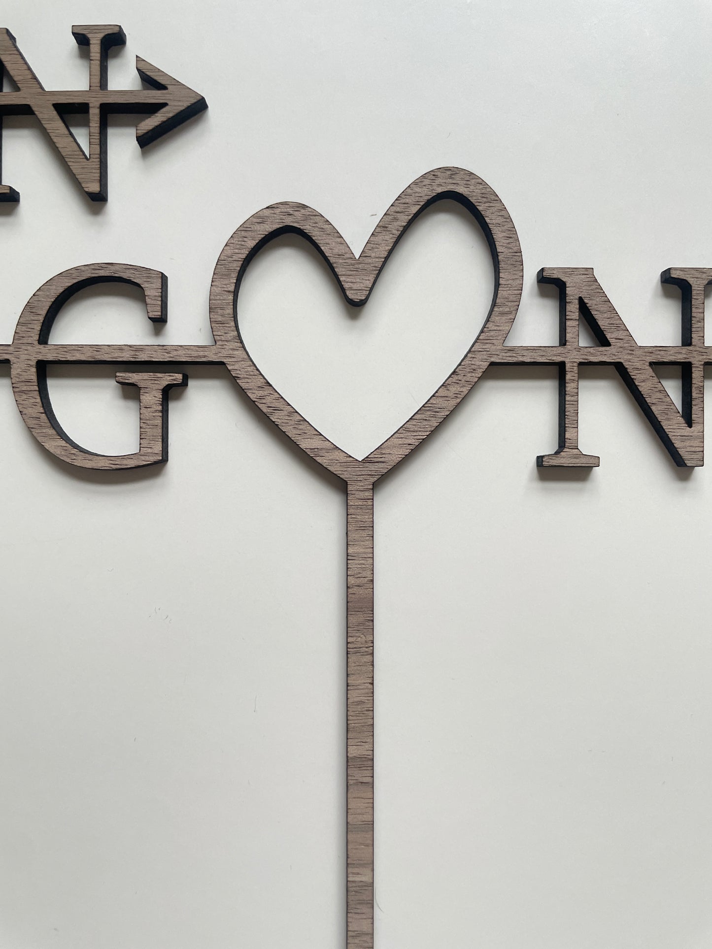 Rustic Wedding Cake Topper. Initials and Heart Design. Engagement Topper. Anniversary Topper.