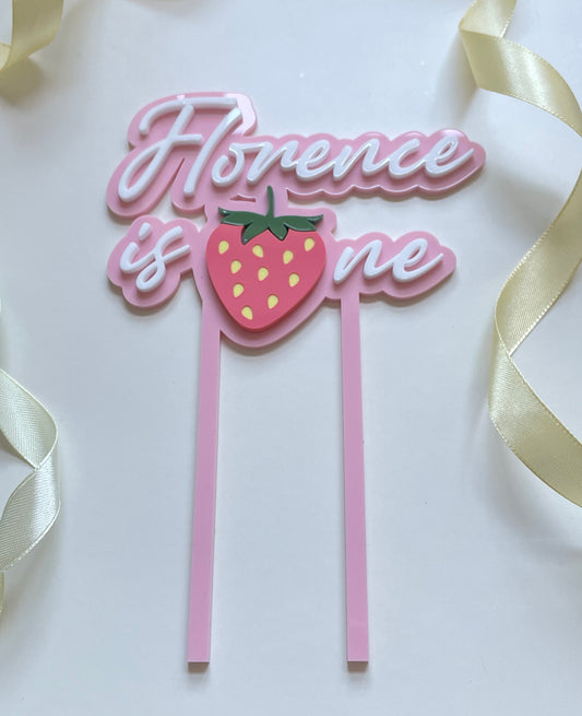 Strawberry cake topper. First birthday topper.