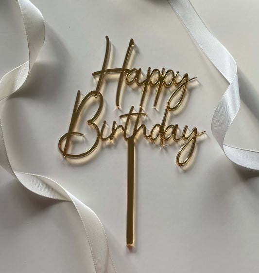 Gold acrylic Happy birthday topper