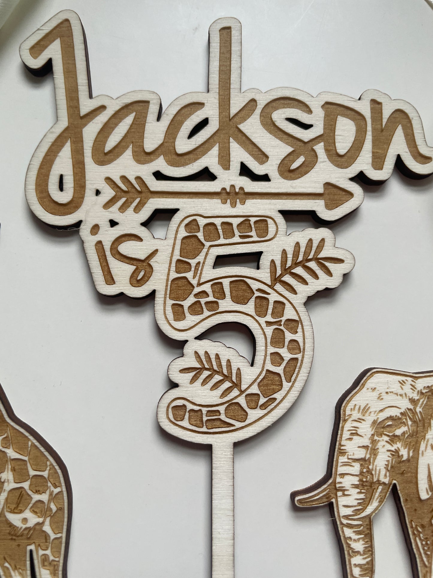 Jungle Safari Themed Birthday Cake Topper | Custom Wood Topper