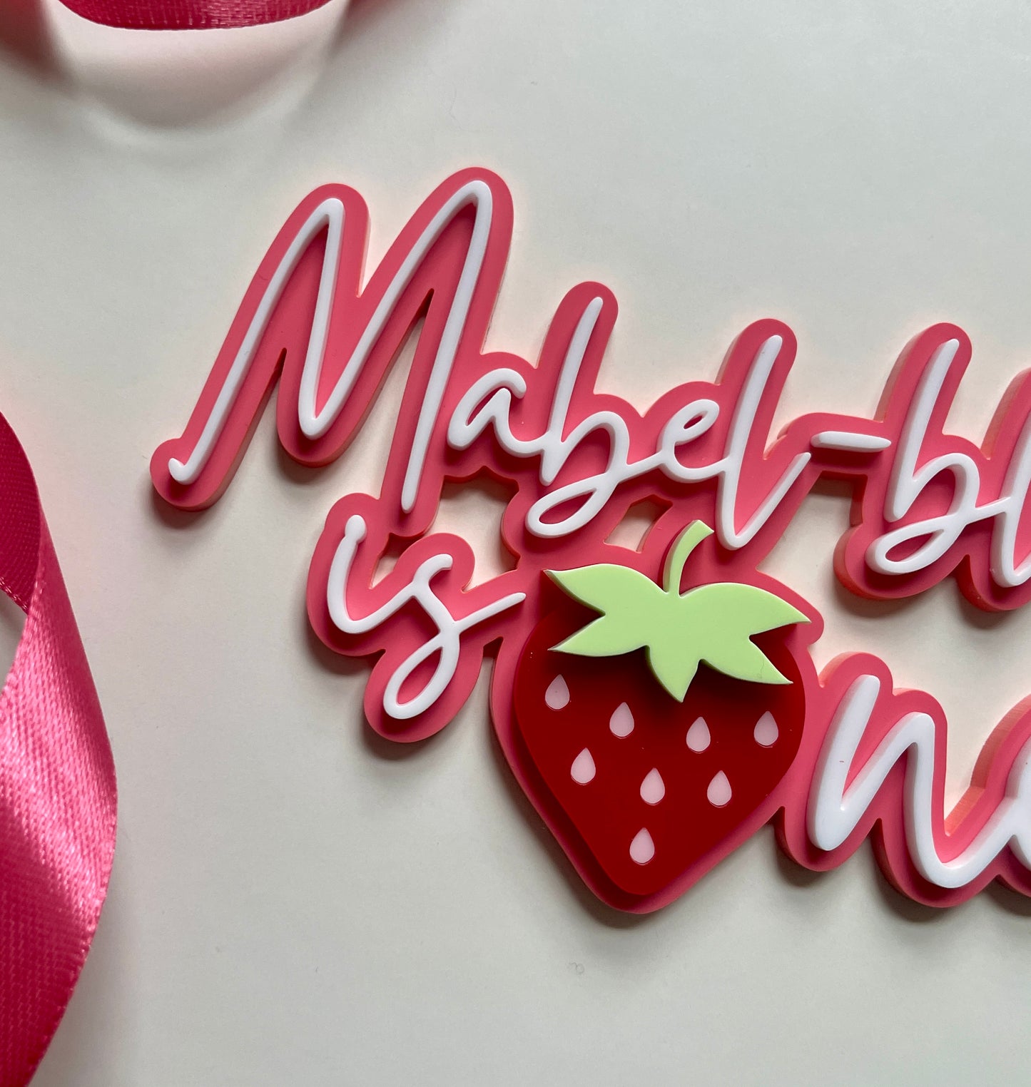 Strawberry First Birthday | Acrylic Cake Charm / Topper
