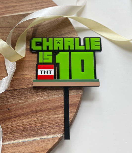 Minecraft name and she cake topper 