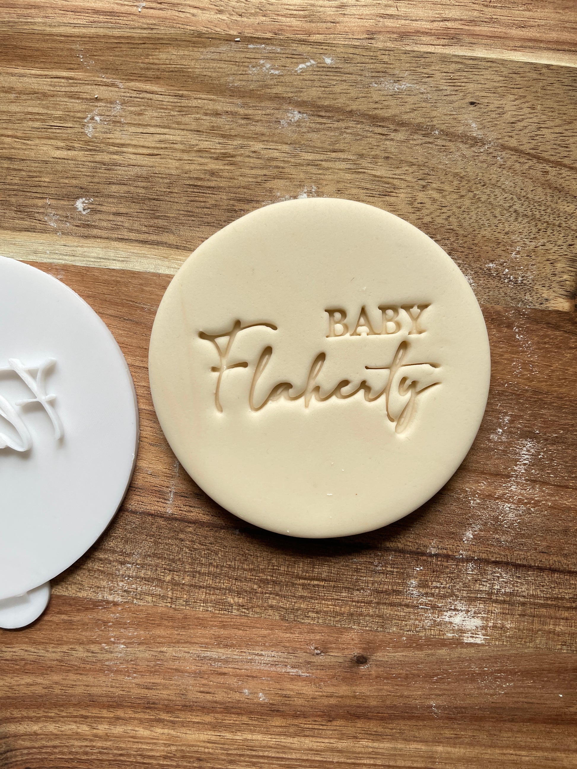 Personalised baby name stamp for fondant toppers 