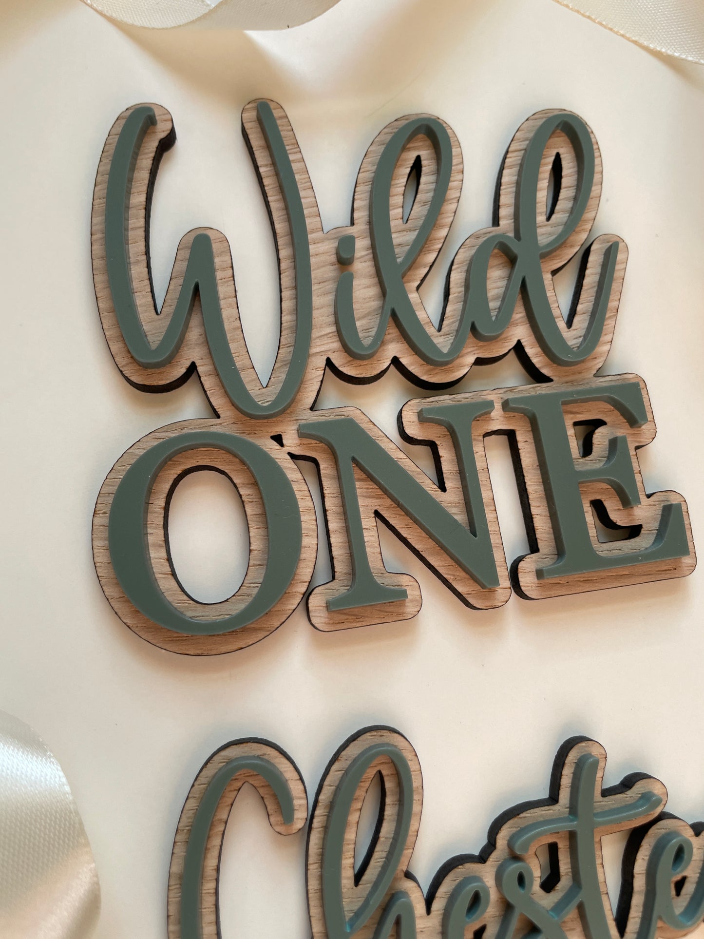 Wild One Cake Charm | Name Topper  | Wood And Acrylic