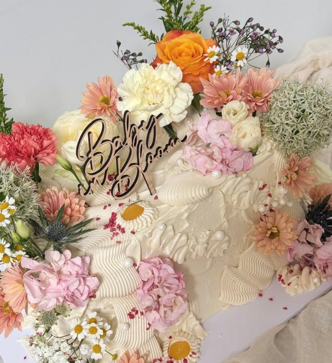 Baby In Bloom | Wood Cake Topper / Charm