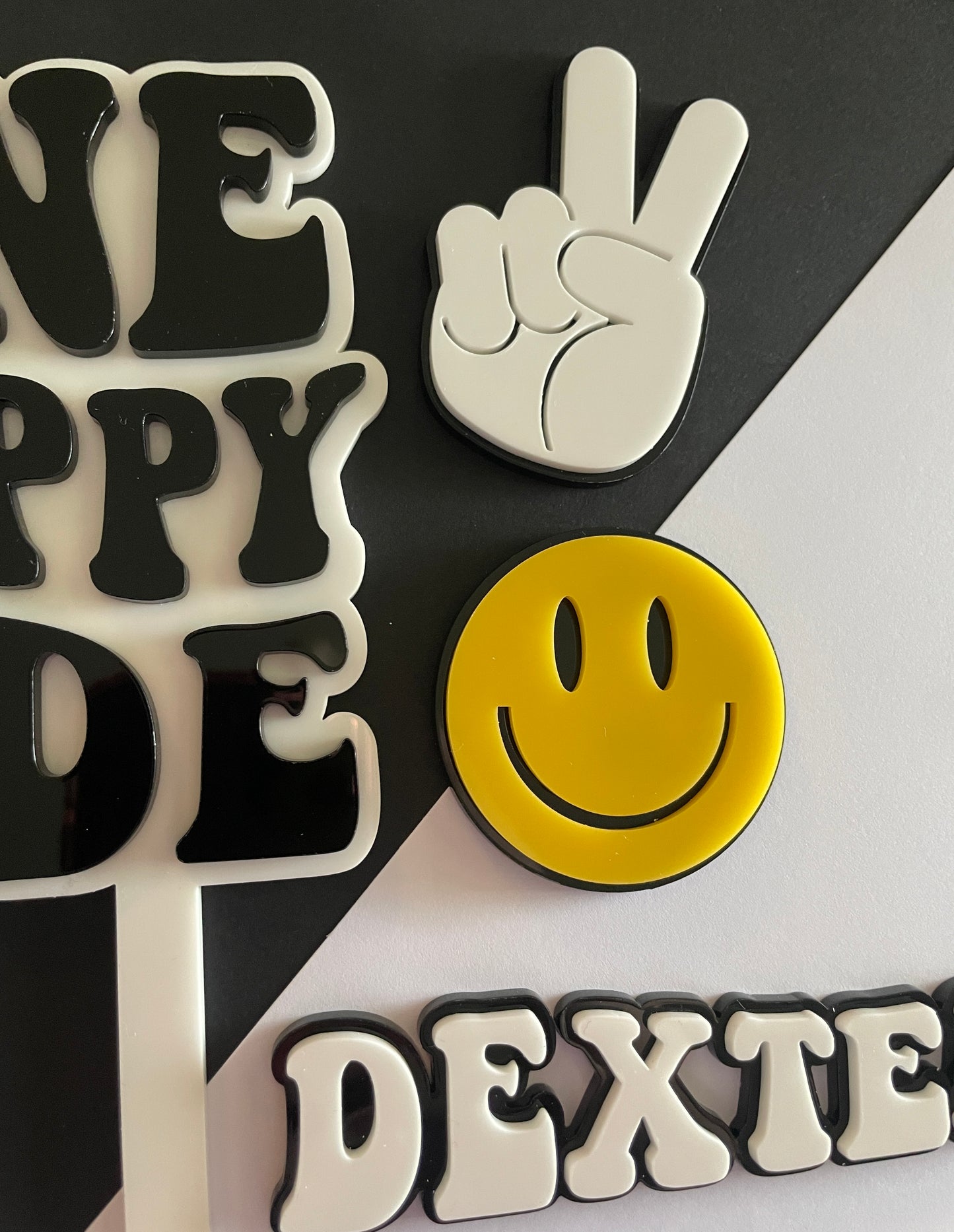 One Happy Dude. Smiley Face | Acrylic cake topper set.