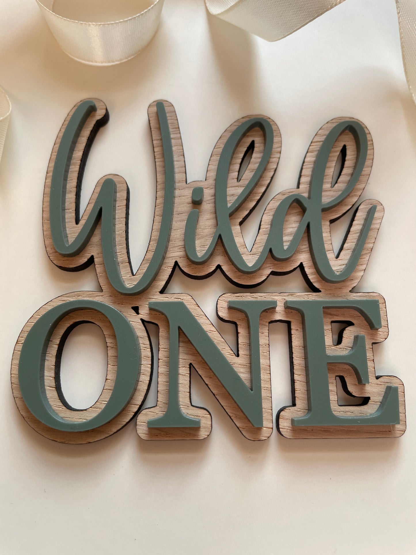 Wild One Cake Charm | Name Topper  | Wood And Acrylic