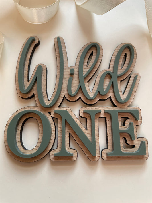 Wild One Cake Charm | Name Topper  | Wood And Acrylic
