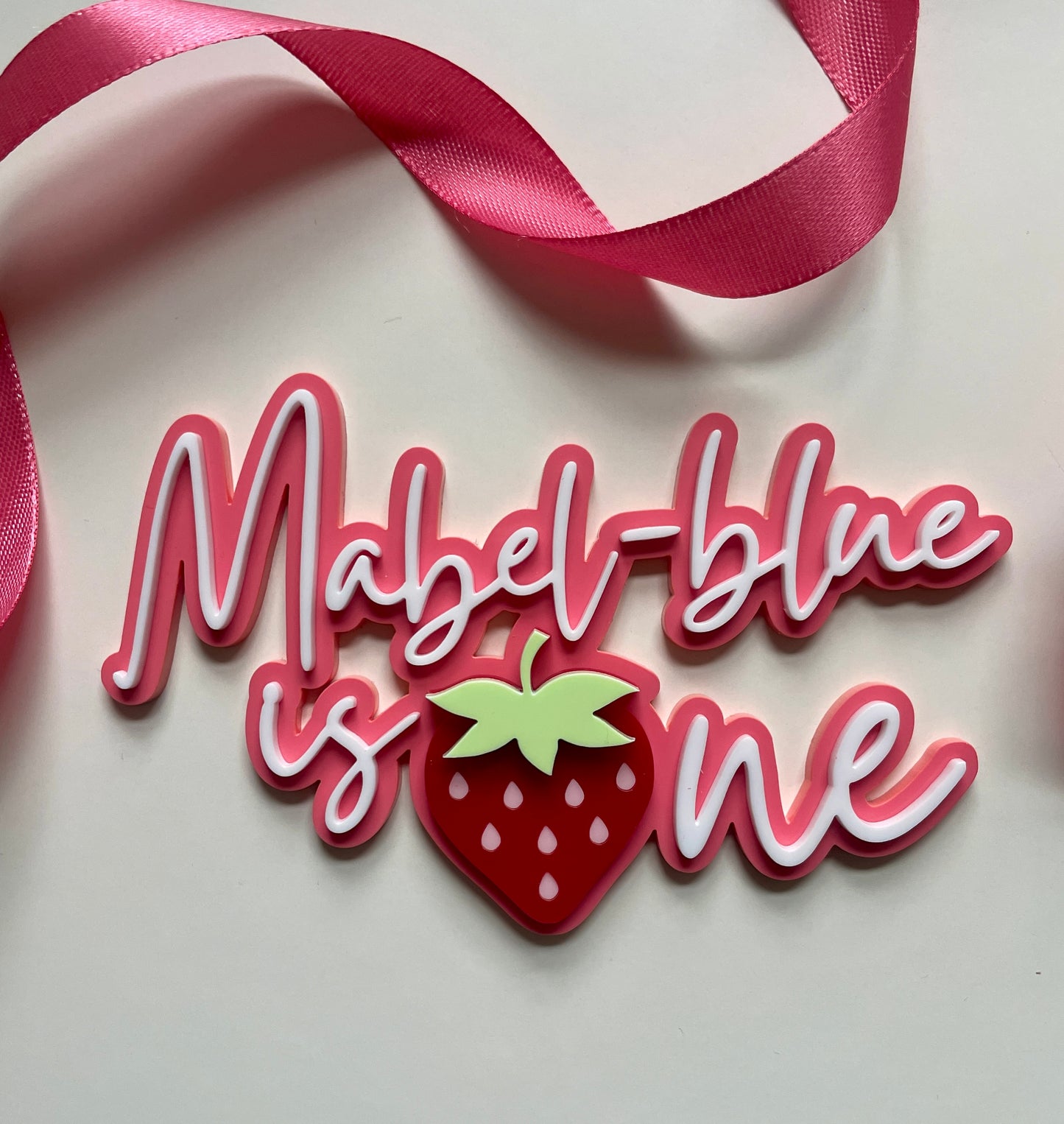Strawberry First Birthday | Acrylic Cake Charm / Topper