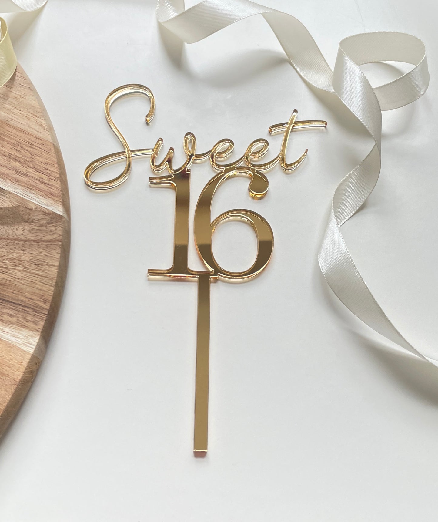 Sweet 16 Acrylic Cake Topper. Name Charm Topper Set