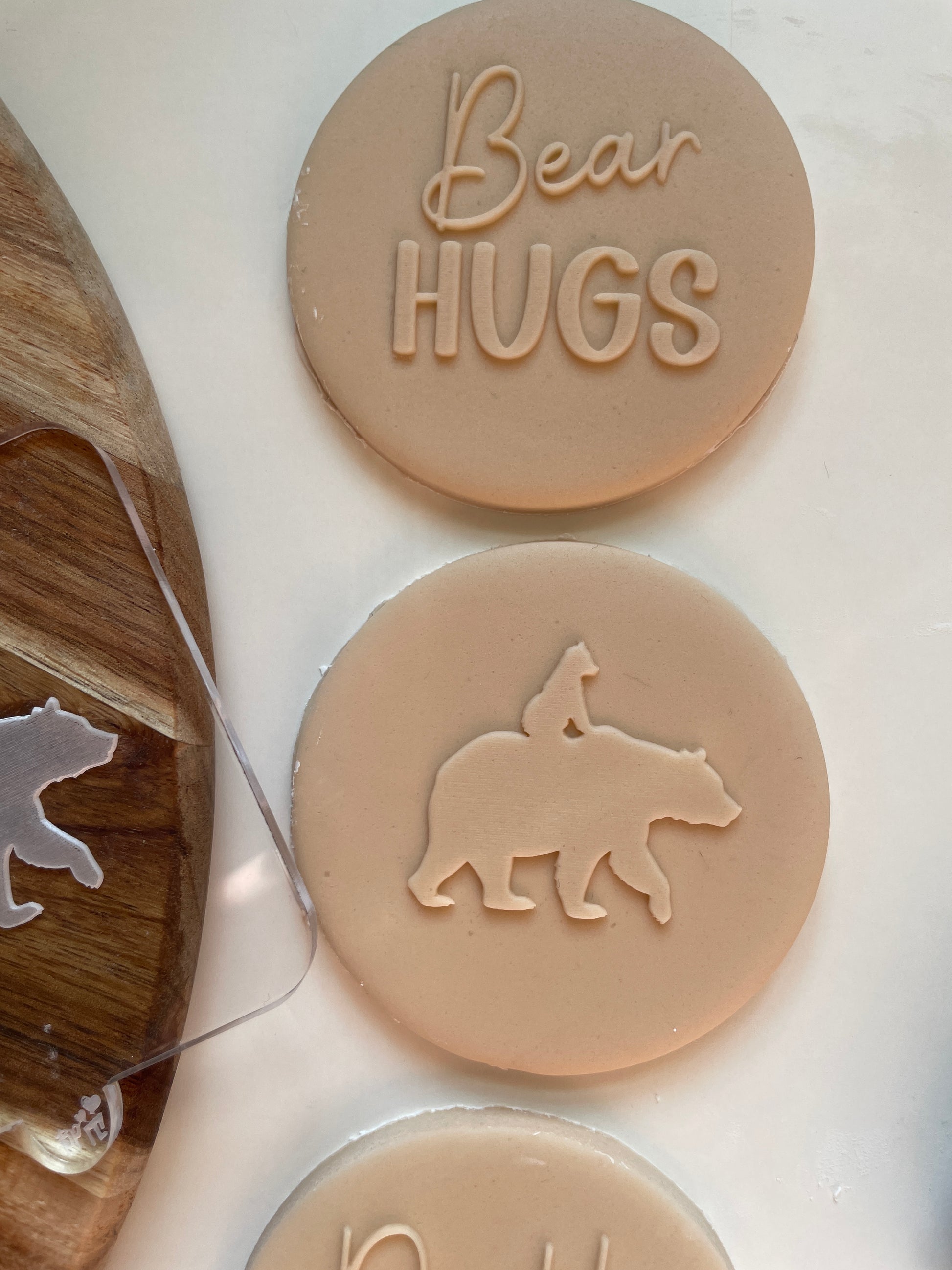 Baby and Daddy bear  Embosser debosser for icing fondant to use on cookies and cakes 