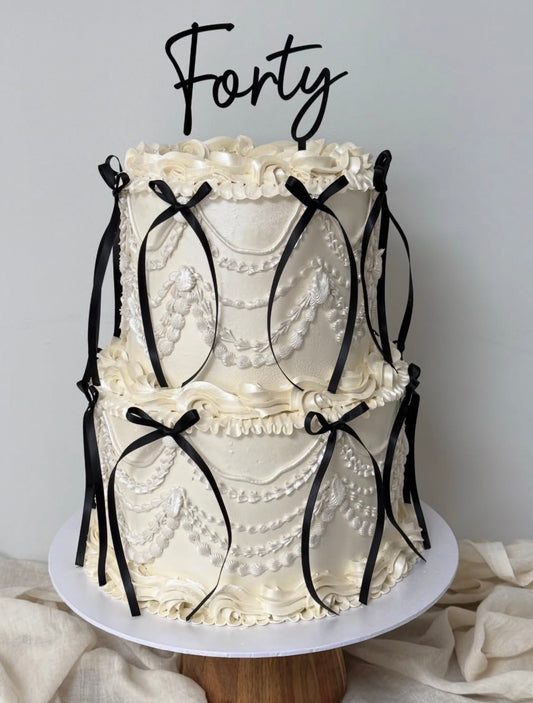 Forty Cake Topper. Black Acrylic