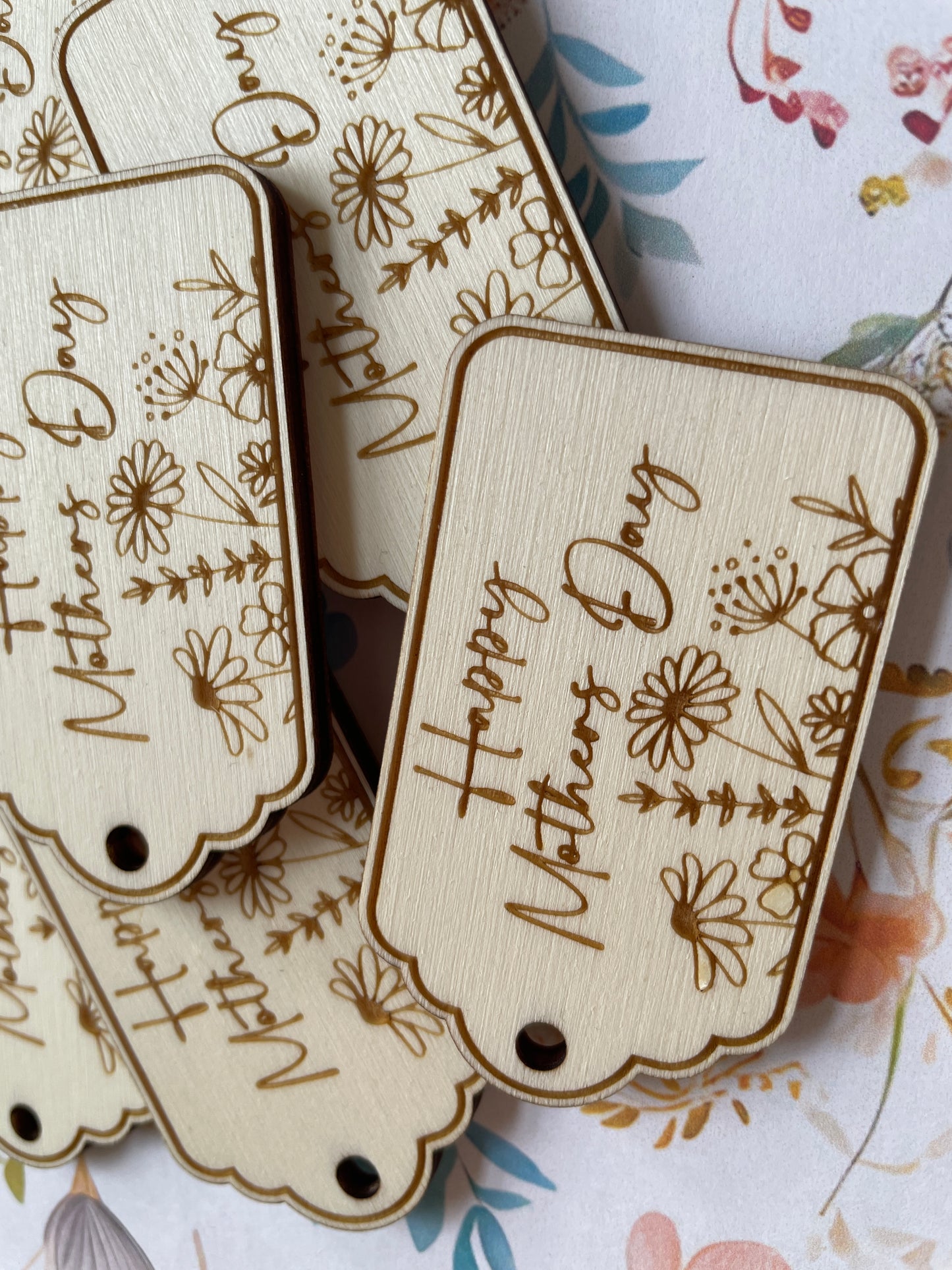 Happy Mother’s Day gift tags. Cake tags.  Wooden tags.