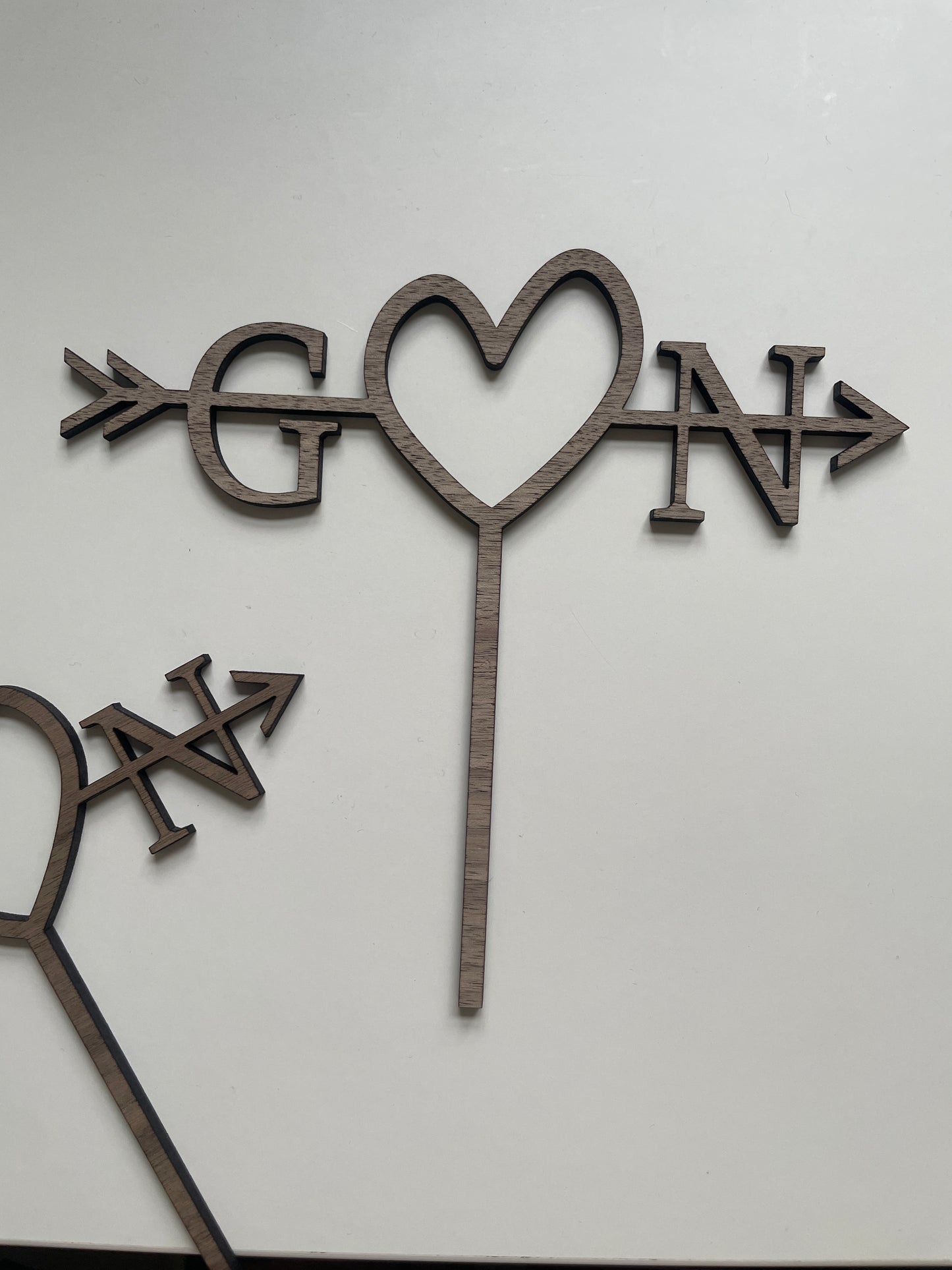 Rustic Wedding Cake Topper. Initials and Heart Design. Engagement Topper. Anniversary Topper.