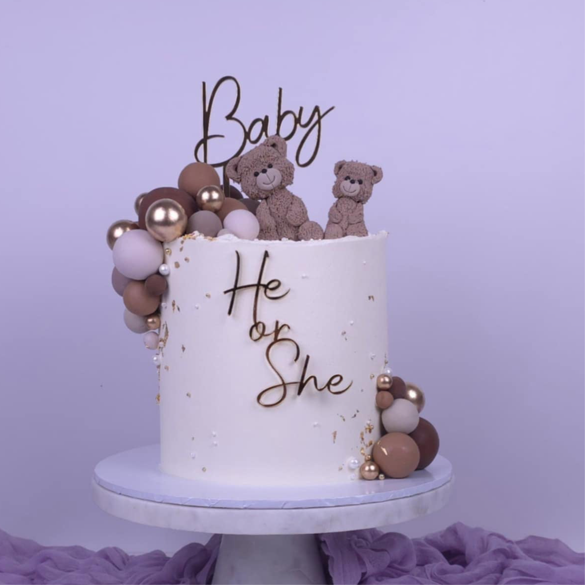 Acrylic Baby Topper and He or She Charm Set