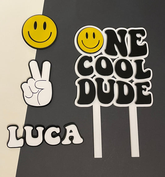 One cool dude acrylic topper 