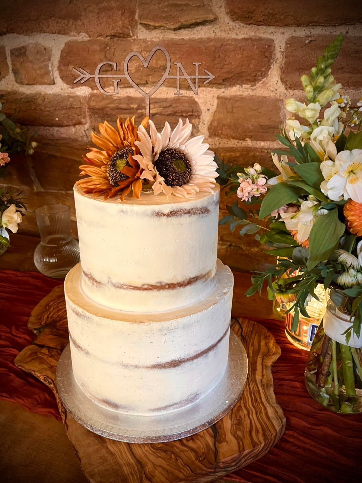 Rustic Wedding Cake Topper. Initials and Heart Design. Engagement Topper. Anniversary Topper.