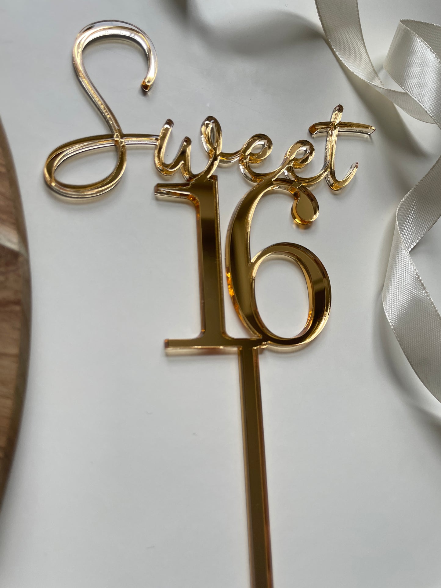 Sweet 16 Acrylic Cake Topper. Name Charm Topper Set