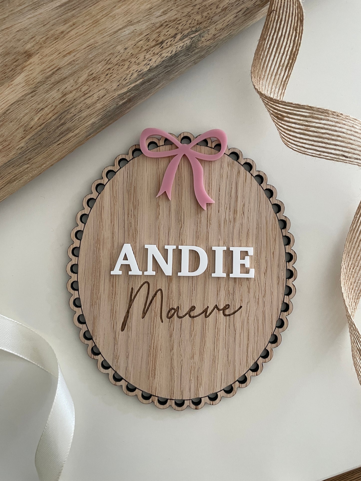 Baby Name Reveal Sign | Personalised Wood And Acrylic Photo Prop