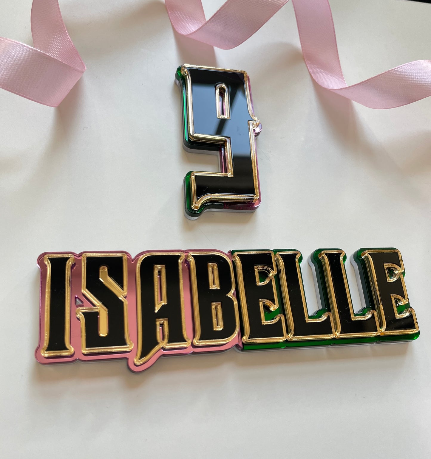 Pink And Green Wicked Theme. Name And Age Cake Charm