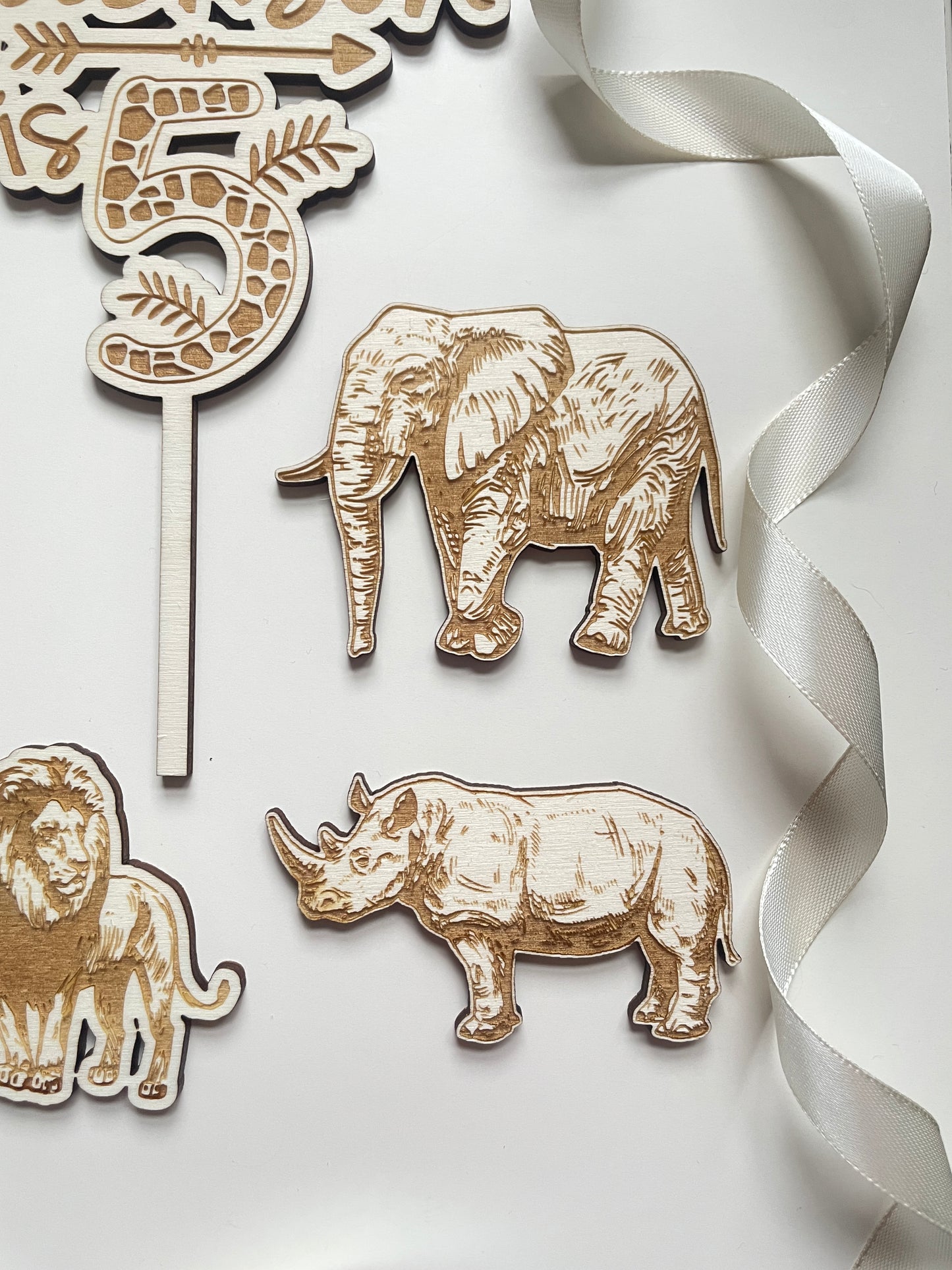 Jungle Safari Themed Birthday Cake Topper | Custom Wood Topper