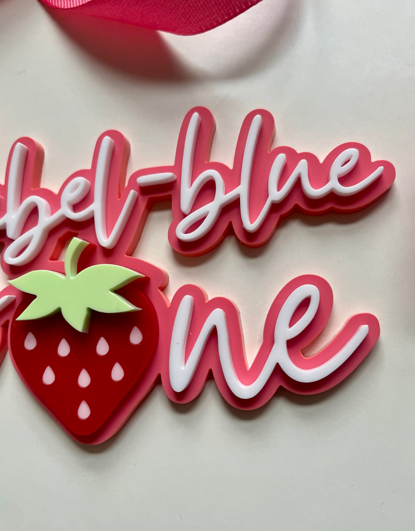 Strawberry First Birthday | Acrylic Cake Charm / Topper