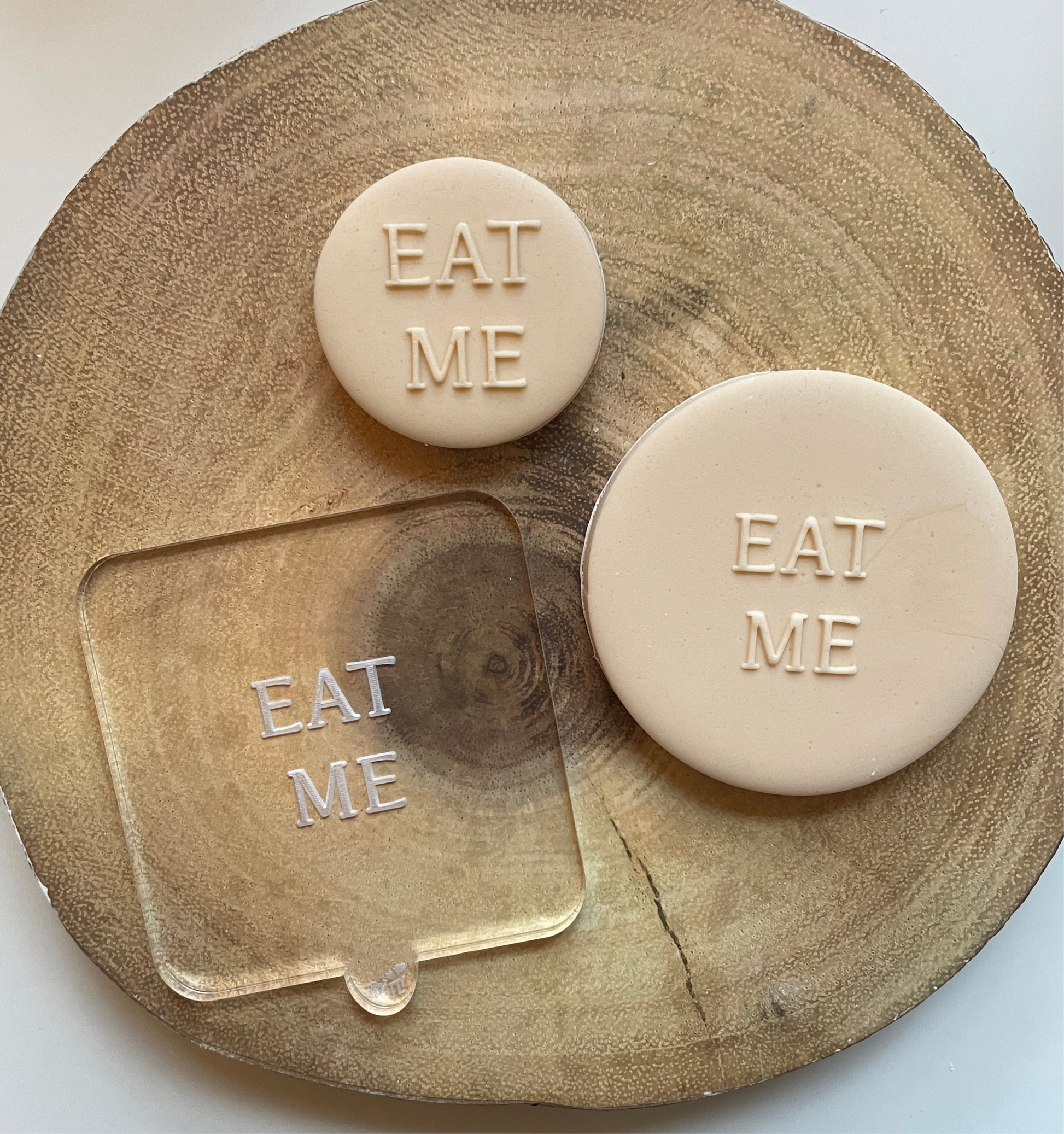 Eat me acrylic debosser Embosser for fondant icing 