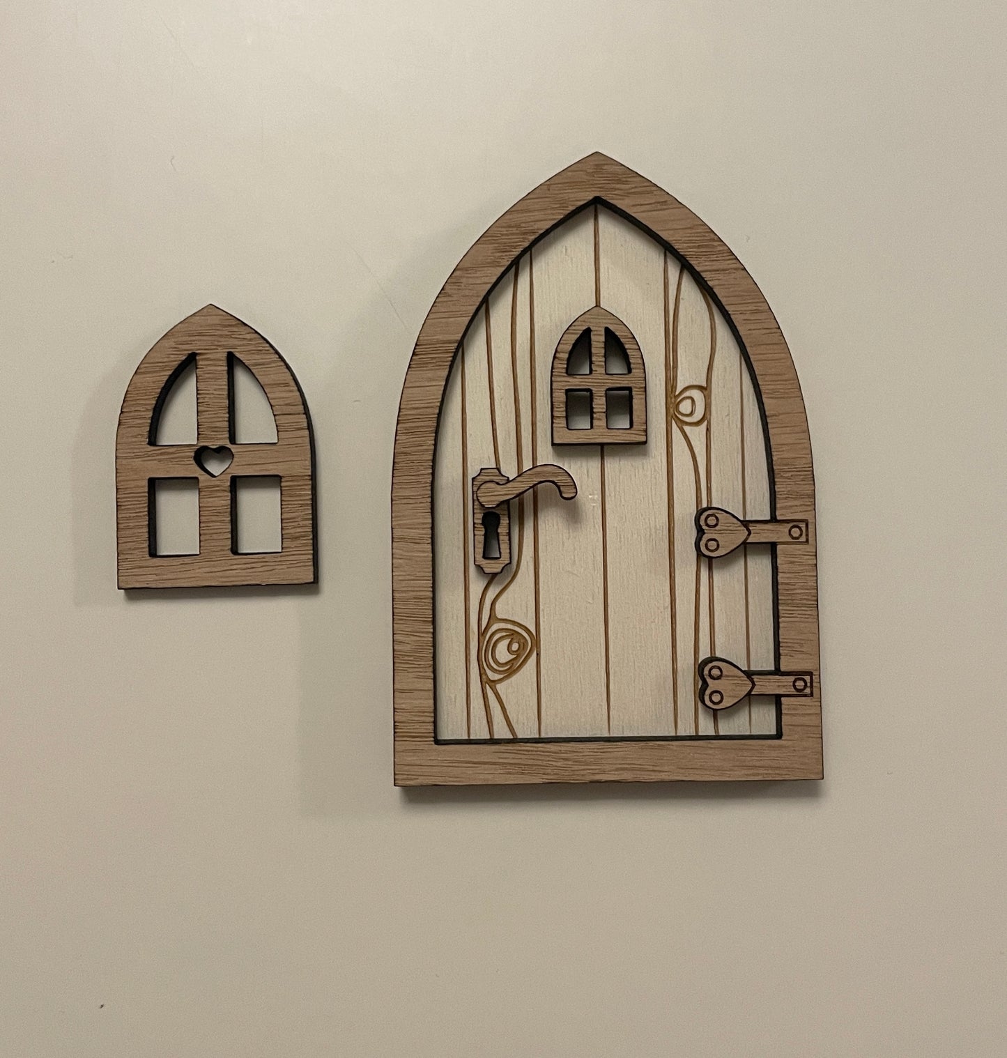 Fairy Door And Window. Wood Cake Decoration