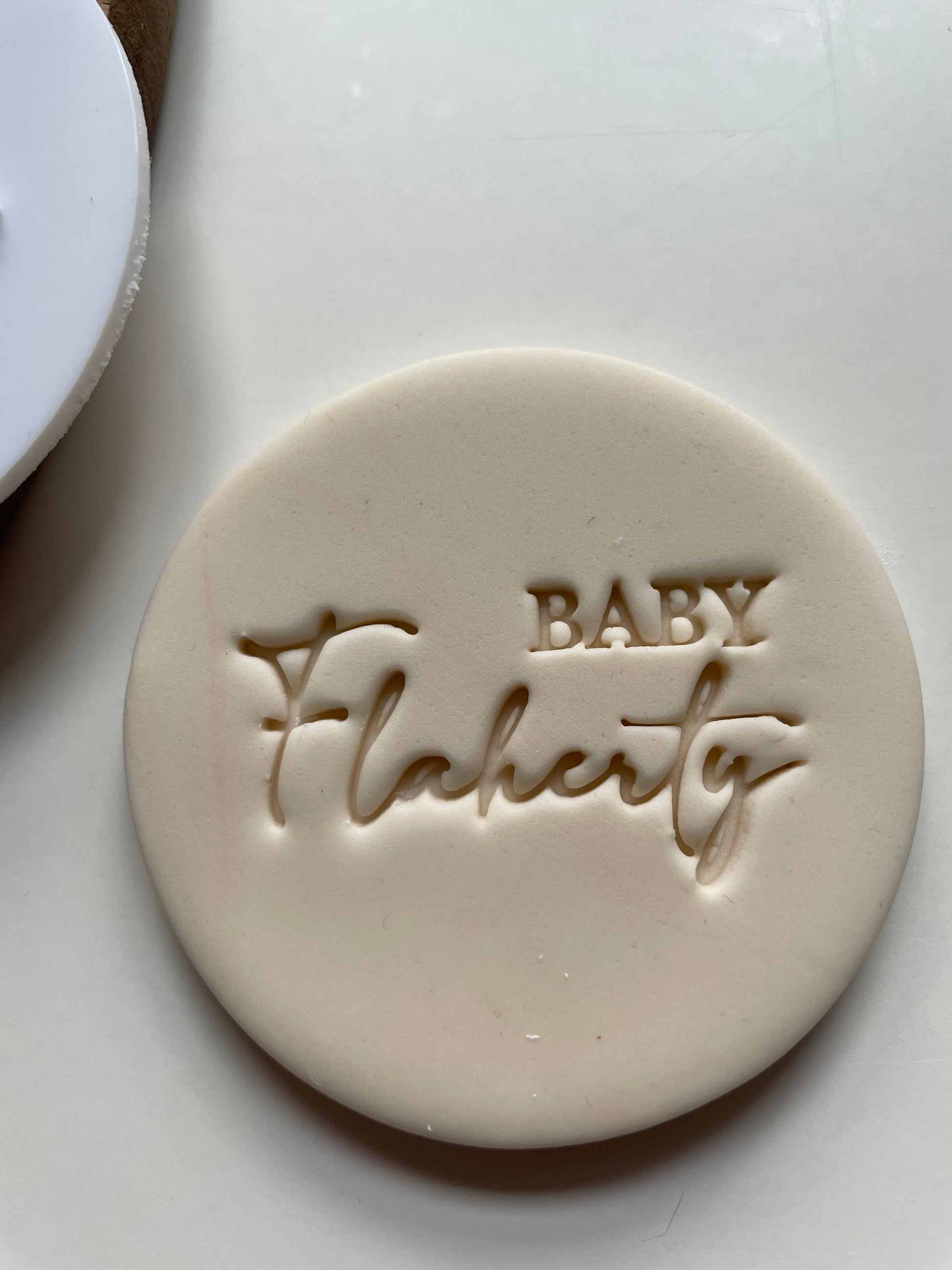Personalised baby name stamp for fondant toppers 