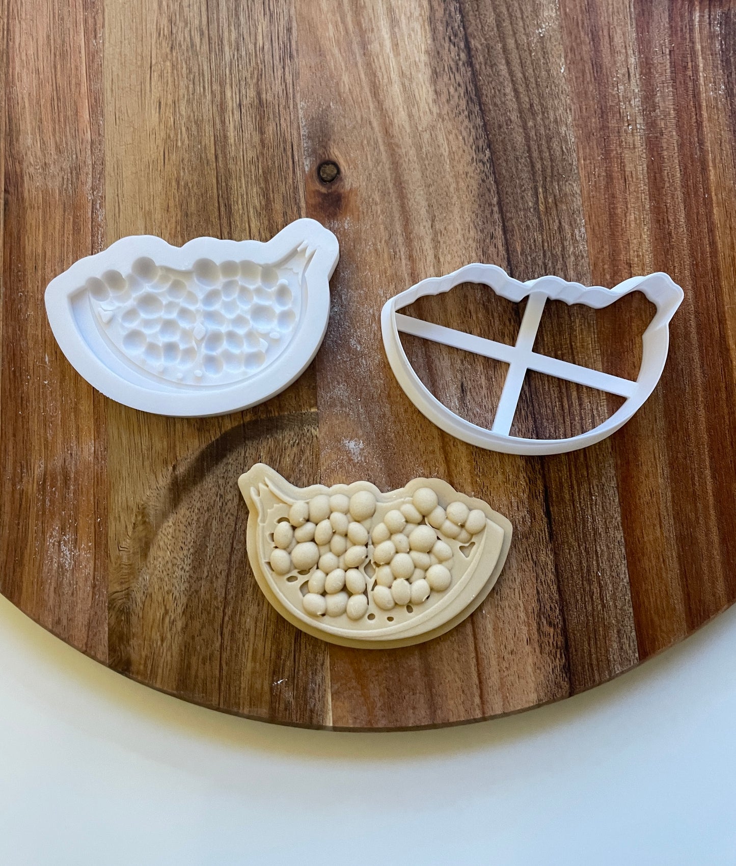 Pomegranate Slice. Embosser / Debosser And Cutter Set. Fondant Embosser.